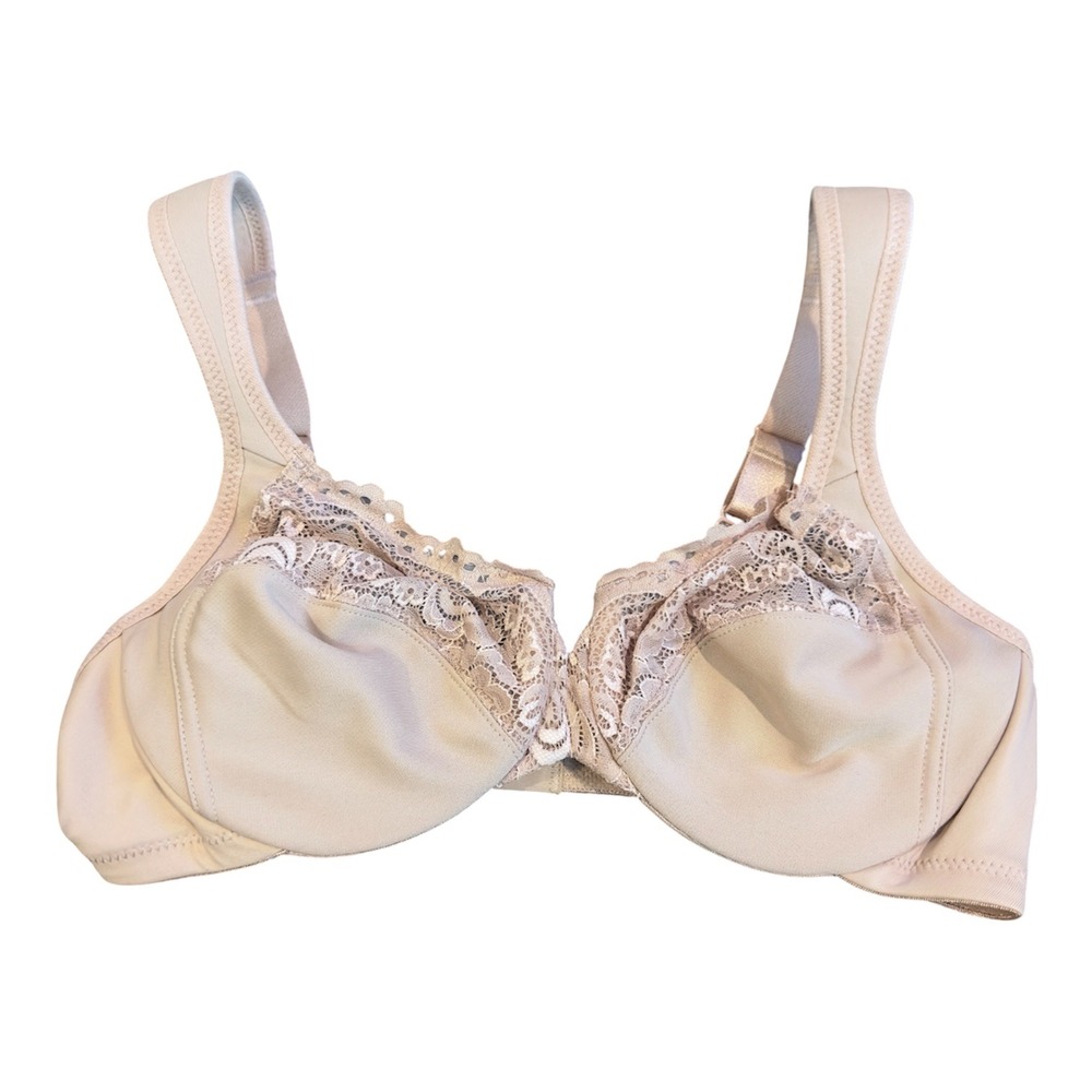 Glamorise WonderWire Full Coverage Lace Trim Bra Beige Nude 36B 1240